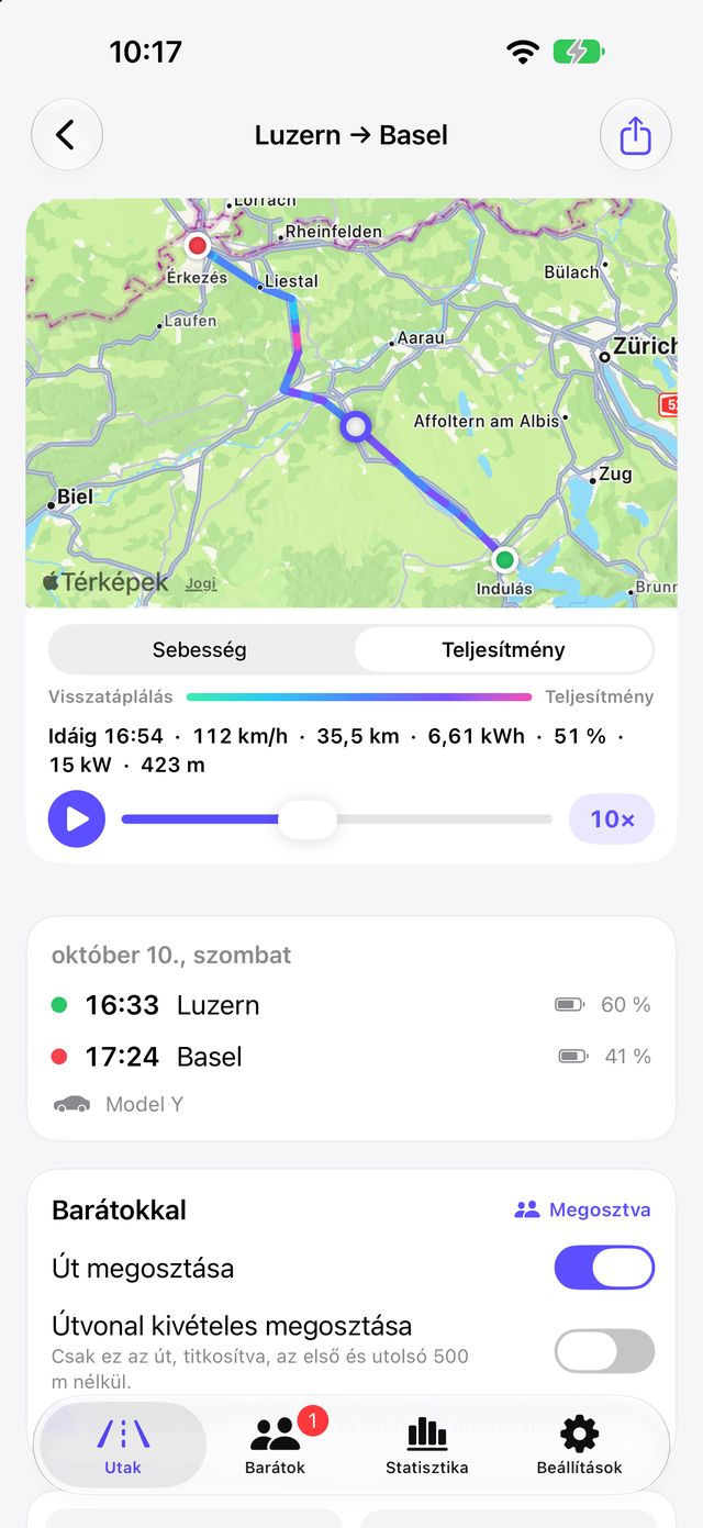 Egy út a Tespit Socialben színezett útvonallal a térképen